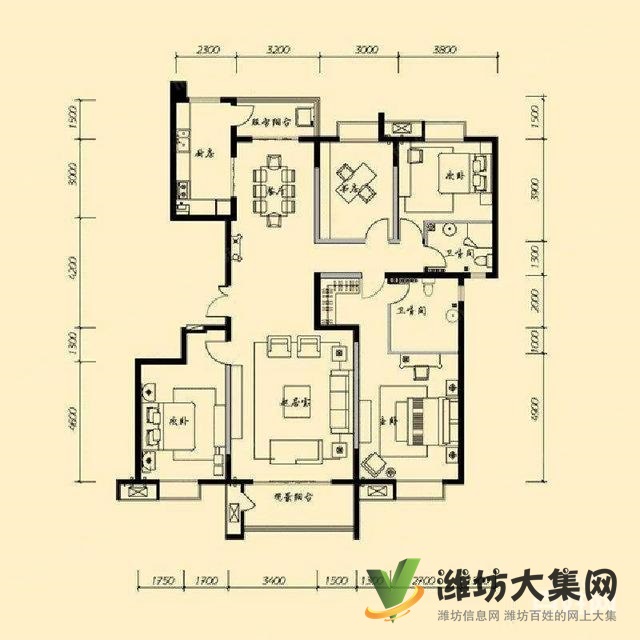 福壽街北關學校近多層3樓122平3室H戶型精裝無稅